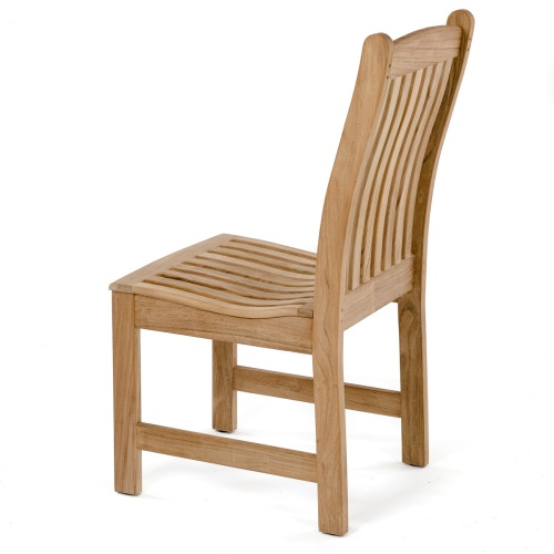 70655 Veranda teak dining side chair rear angled view on white background