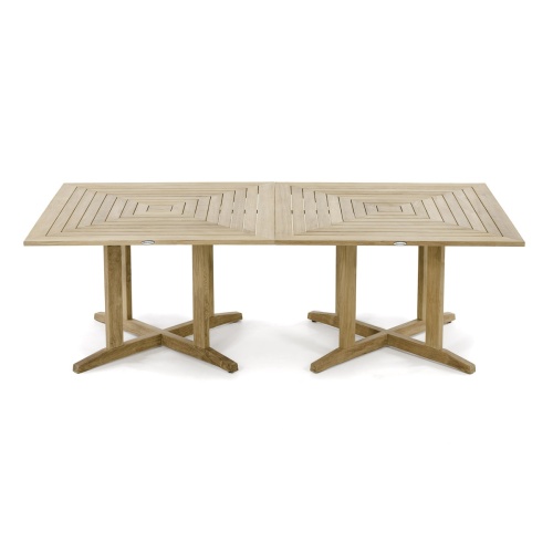 15823 Pyramid Teak 48 inch Square Dining Table angled top view on white background
