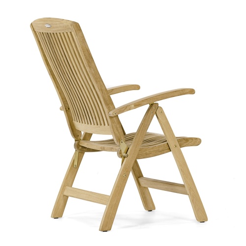 12569S Barbuda Teak Recliner Armchair in back angled view on white background