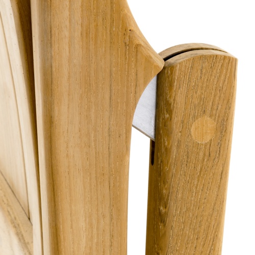 11916 Surf Teak Folding Chair showing closeup of armrest on white background