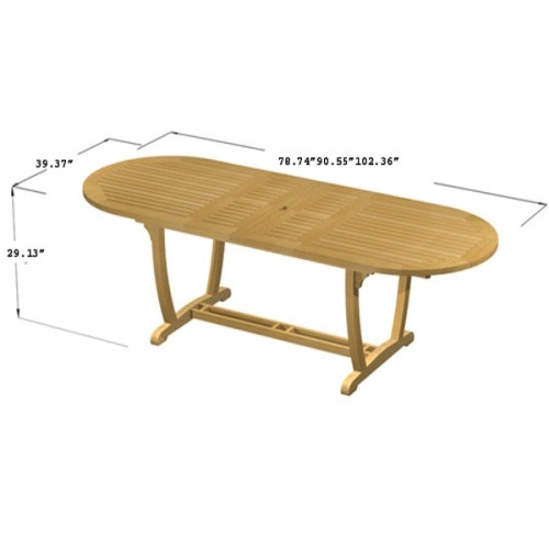 15504 Montserrat Table angled view fully extended on white background