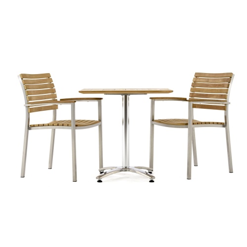 BRADLEY4 outdoor teak patio set side view on white background 