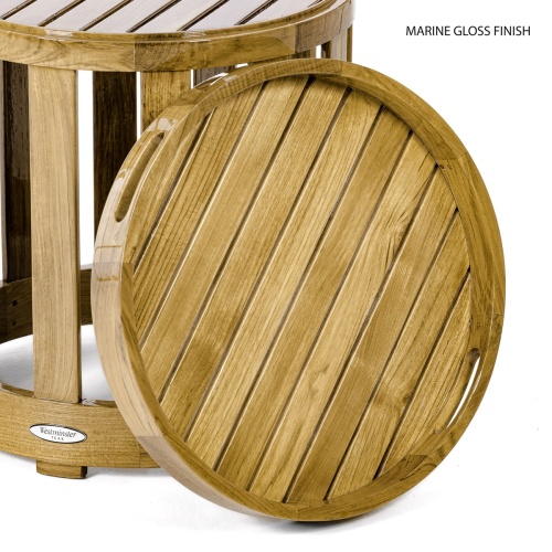 14170 Kafelonia Side Table with tray to side on concrete patio overlooking ocean