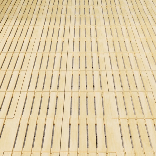 18490 Callebotise Teak Floor Tiles on an outdoor patio showing closeup view of pattern