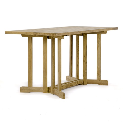 15663S Nevis Folding Dining Table in angled end view on white background