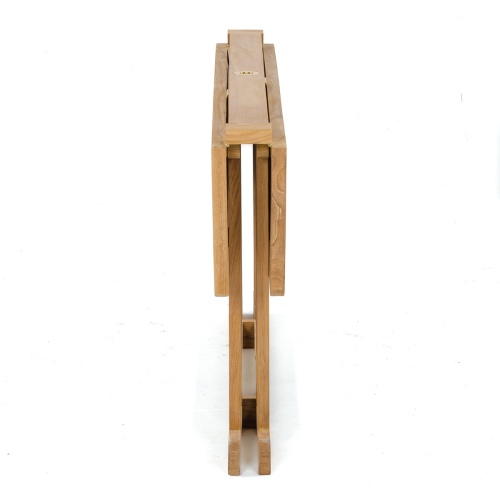 70061 Barbuda teak Picnic Table angled view end of table with one side down on white background