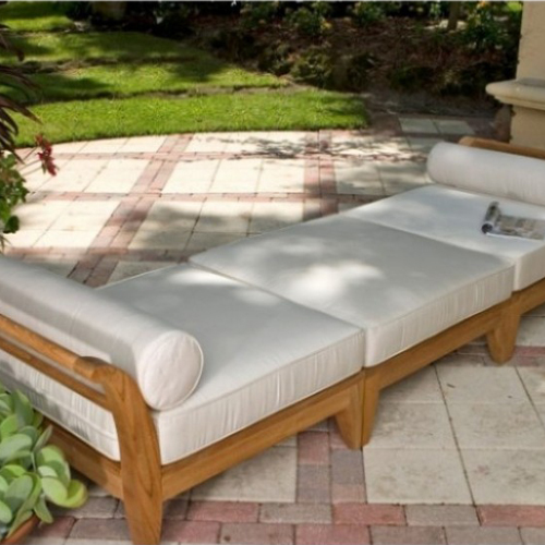 16766DP Aman Dais End Sectional Teak Frame angled on white background