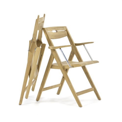 12916 Surf teak folding Dining Chair rear view on white background
