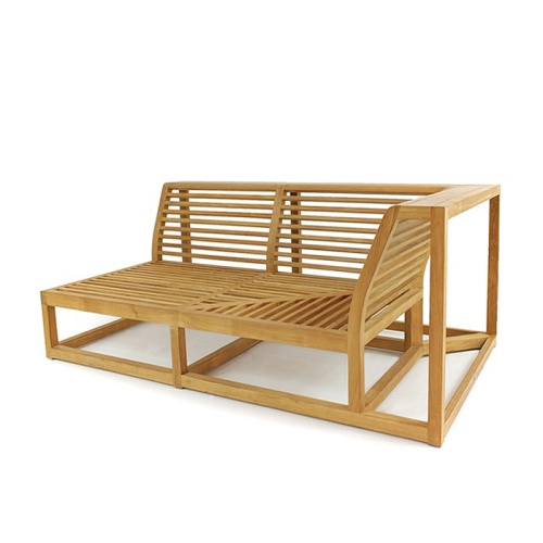 13801 Maya Left Side Teak Sectional Frame in angled front view on white background