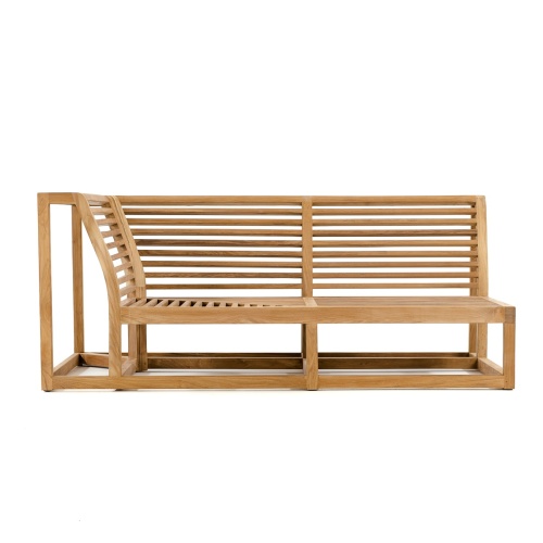13800 Maya Right Side teak Sectional Sofa Frame in front view on white background