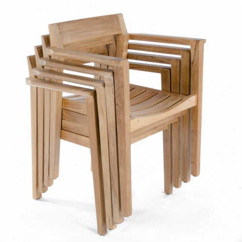 12901 Horizon Teak Dining Armchair in left side angled on white background