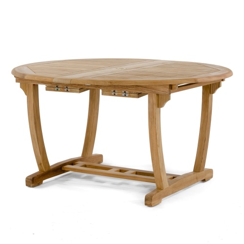 15504 Montserrat Extension table angled end view in extended position on white background