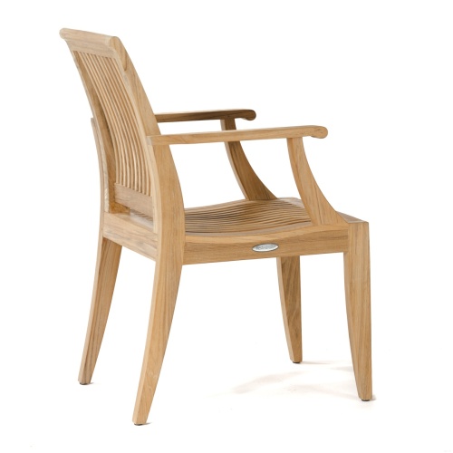 70436 Grand Pyramid teak rectangular dining table end angled top view on white background