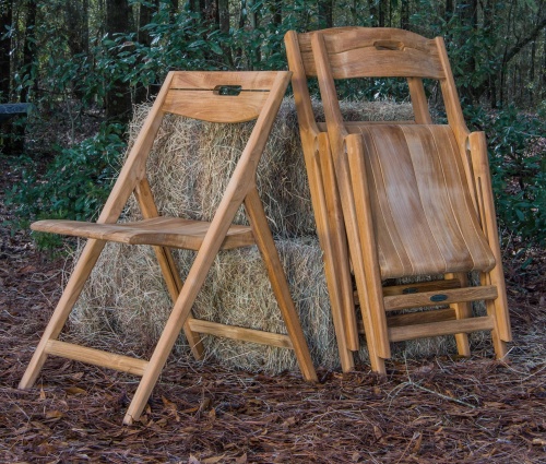 11916 Surf Teak Folding Chair in side view on white background 