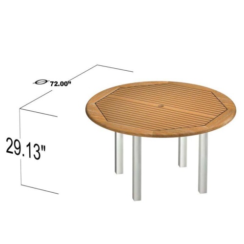25015 Vogue 6 ft Round Table showing autocad in angled side view on white background