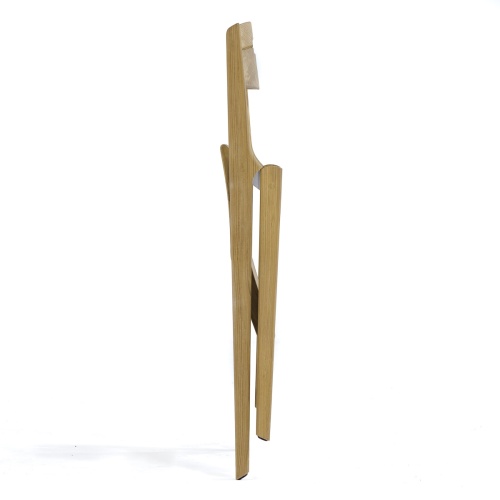 70513 Surf teak folding side chair in folded position for storage side view on white background