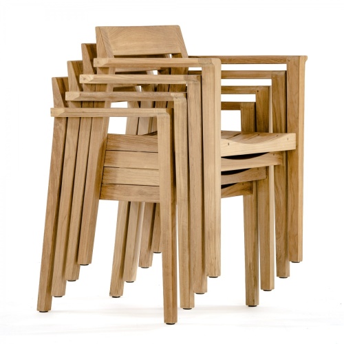 12901 Horizon Teak Dining Armchair showing 2 in side angled view on white background