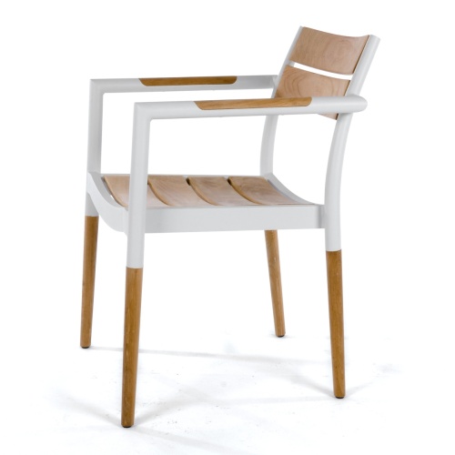 70557 Bloom teak and powder coated aluminum dining chair side view on white background