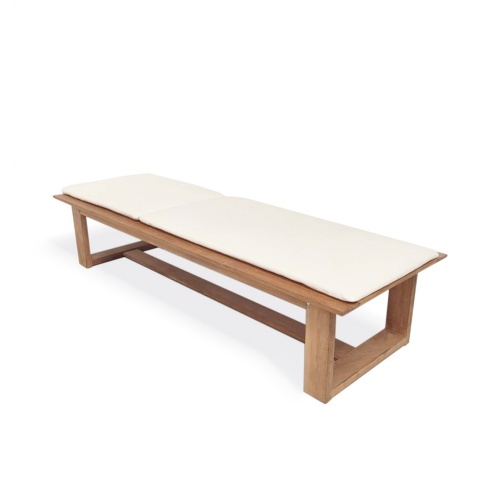 70861 Horizon teak high lounge chaise with optional cushions side view showing backrest in flat position on white background