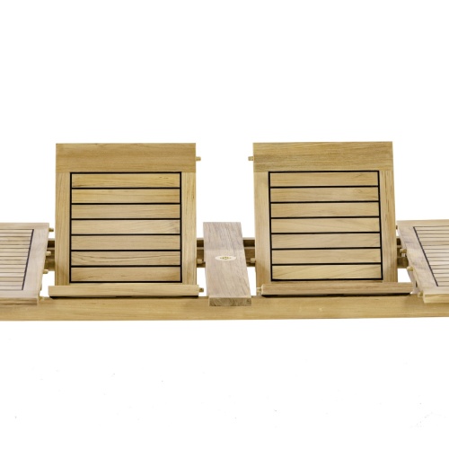 15978 Grand Laguna teak rectangular 11 foot extendable dining table side view on white background