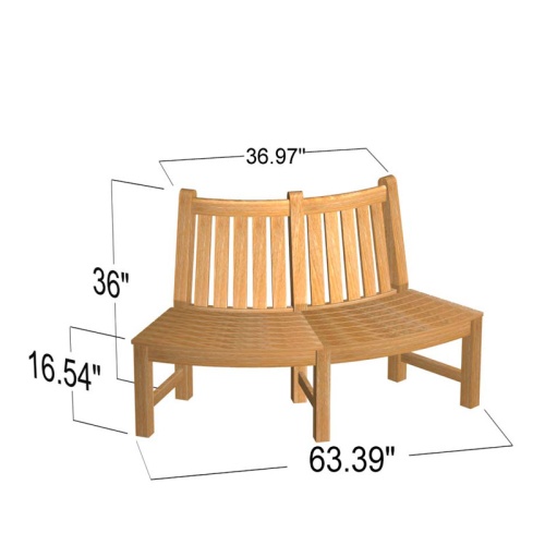 13691ST Buckingham Teak Tree Hugger Bench two sections together on white background