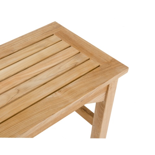 13940 Veranda 4 foot Teak Backless Bench aerial angled view of seat on white background 