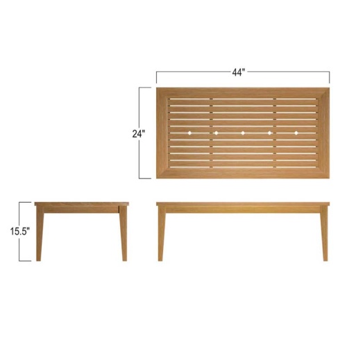 rectangular low coffee table teak