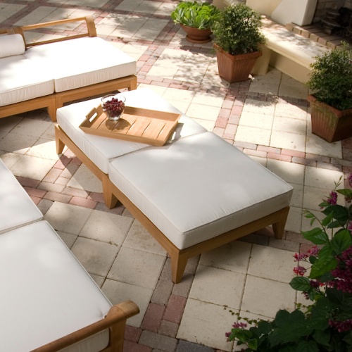 16767dp aman dais teak sectional ottoman fill teak base with autocad a canvas colored cushion on a white background