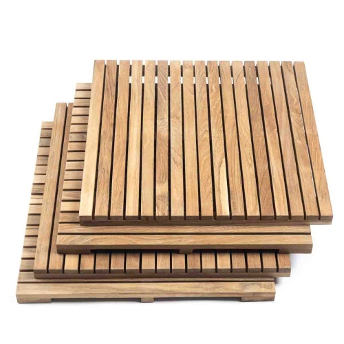 18403 Callebotise Teak Floor Tile showing 4 tiles stacked on white background