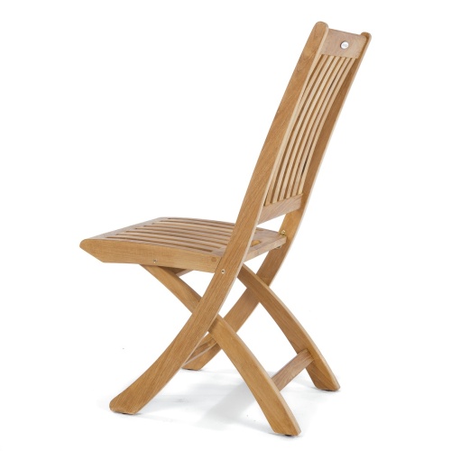 70026 Buckingham Barbuda teak folding side chair rear side view on white background