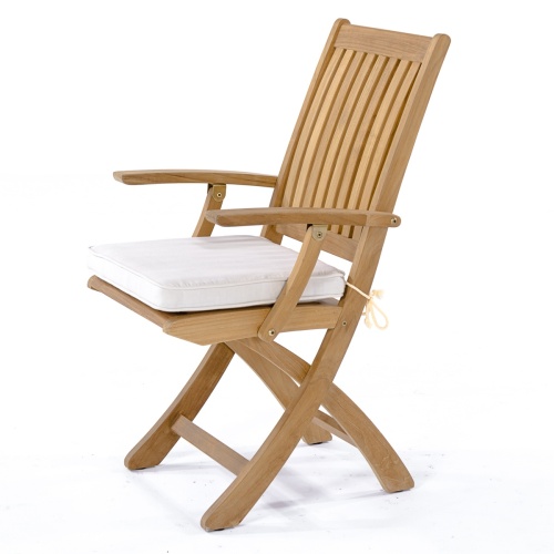 15663S Nevis Teak Table angled end view in white background