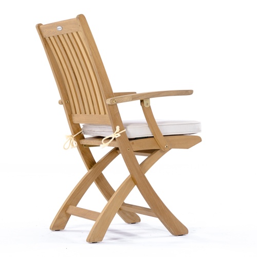 12602S Barbuda Teak Armchair with optional seat cushion back angled on white background