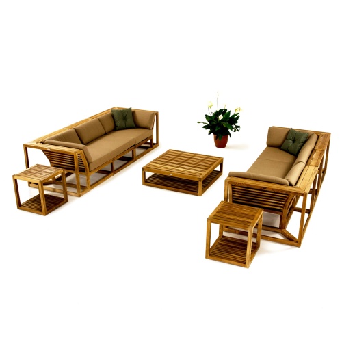 12800 Maya Teak Corner Sectional Frame in side view on a white background