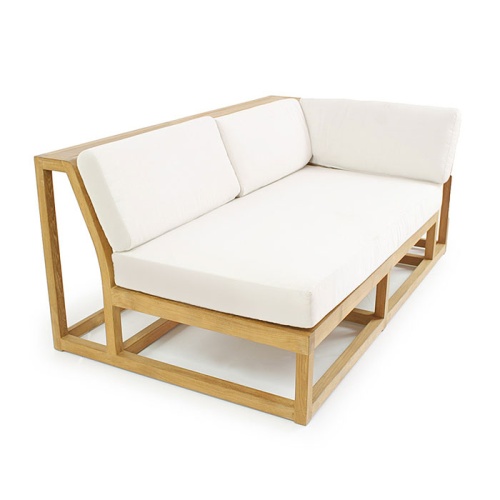 13801 Maya Left Side Teak Sectional with canvas colored cushions side view on white background