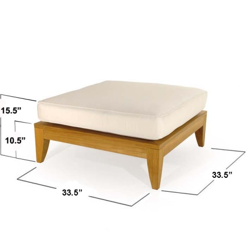 16765 Aman Dais teak daybed corner sectional with canvas colored bolsters and cushions close up on white background