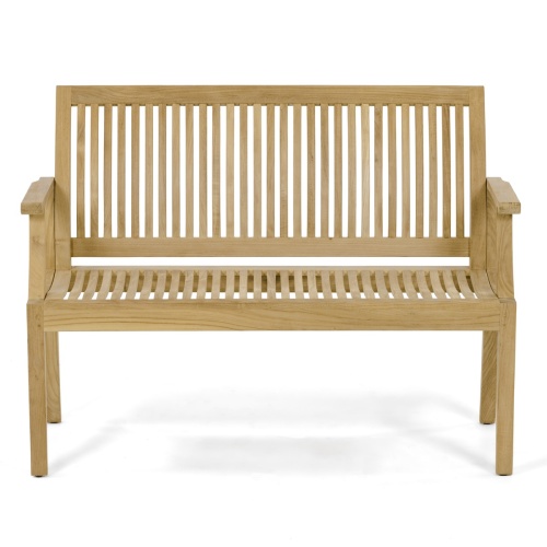 13810 Laguna 4 foot Teak Bench angled side view on white background