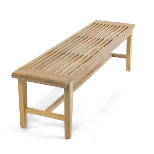 13916 Laguna Teak 5 foot Backless Bench angled view on white background