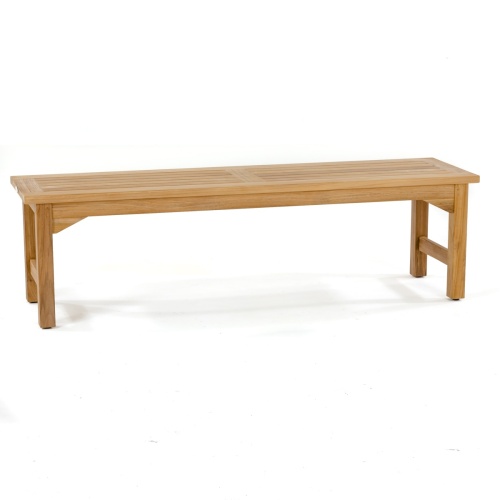 13929 Veranda teak 5 foot long Backless Bench angled view on white background