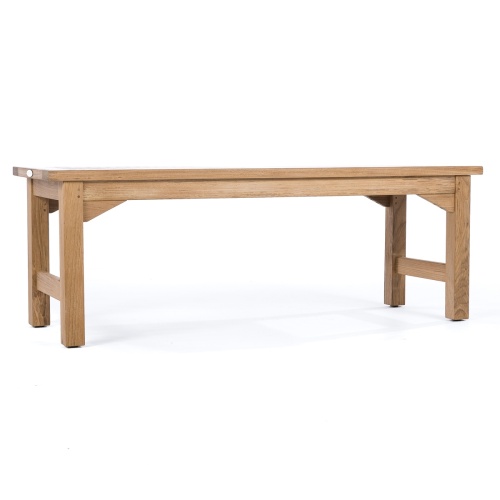 13940 Veranda 4 foot Teak Backless Bench side profile view on white background 