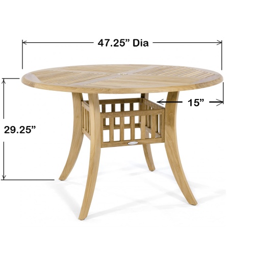 15435 Grand Hyatt Teak Table angled top view on white background