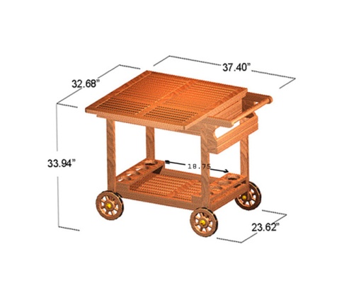 17105 Alicante teak Trolley Cart autocad on white background