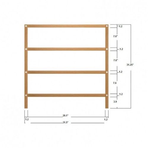 18220 Teak Storage Shelf bottom showing floor glide on white background
