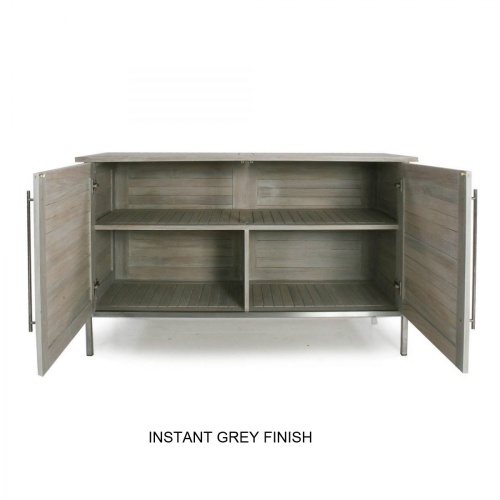 28225 Vogue Sideboard with Instant Grey Finish in front view with both door open on white background