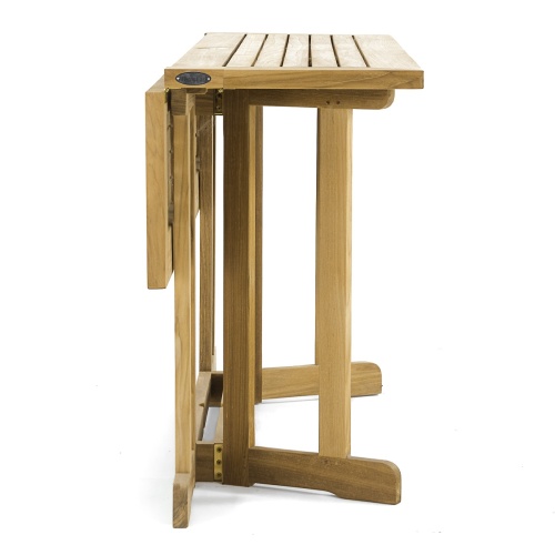 15663S Nevis Folding Dining Table in end view with one side folded down on white background