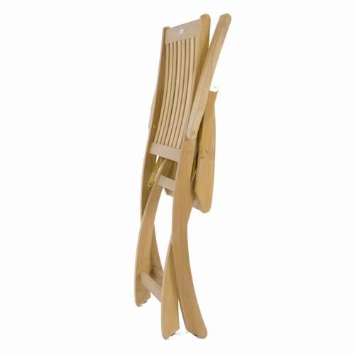 12569S Barbuda Teak Recliner showing side angled view folded flat for storage on white background