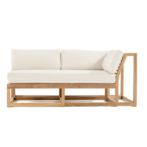 70230 Maya slipper chair teak frame with angled view on white background