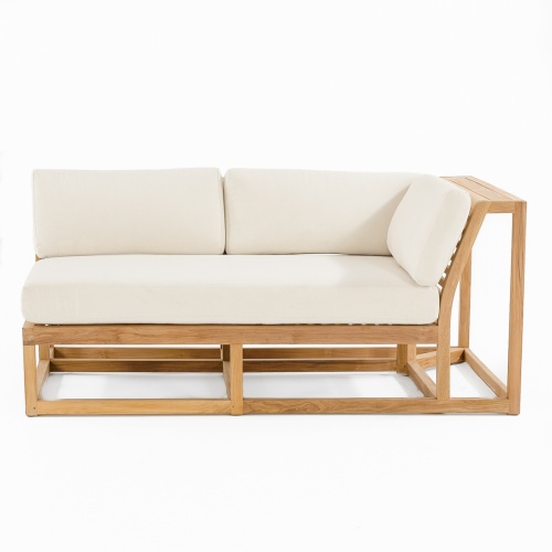 13801 Maya Left Side Teak Frame with cushions in front view on white background