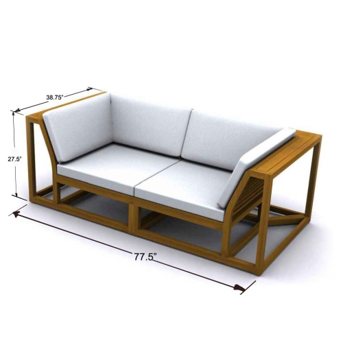 70275 Maya Love Seat bottom leg showing closeup view of floor glide on white background