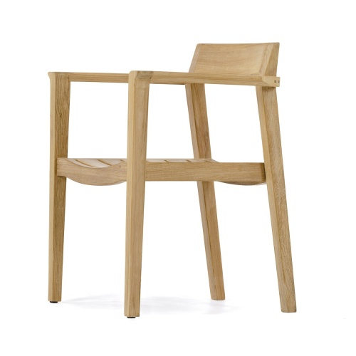 12901 Horizon Teak Dining Armchair in side profile view on white background