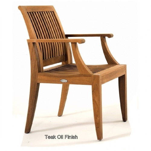 12810 Laguna Teak Dining Armchair with Teak Oil Finish in side view on white background